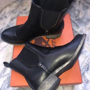 Black leather ankle boots